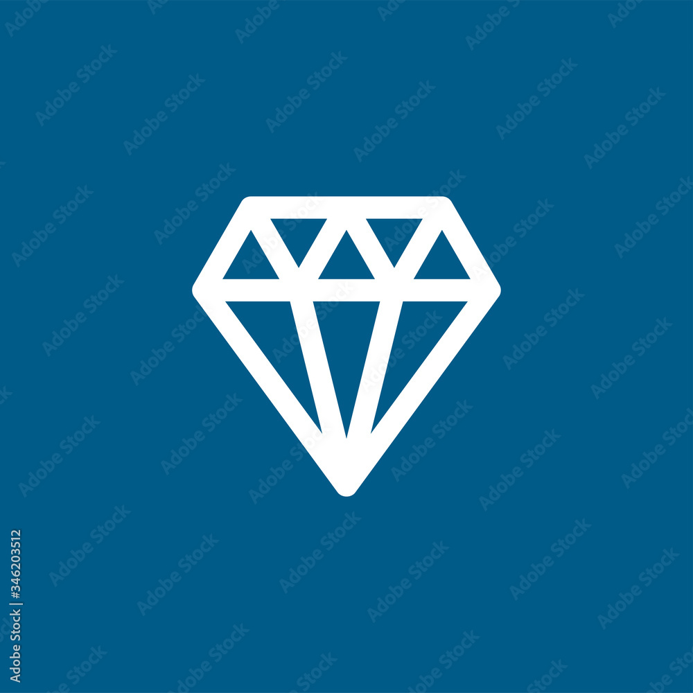 Diamond Icon On Blue Background. Blue Flat Style Vector Illustration Diamond Icon On Blue Background. Blue Flat Style Vector Illustration