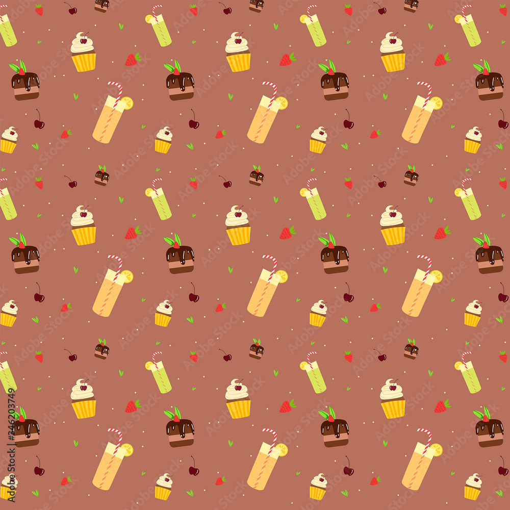 background with chocolate cake and green lemonade background with chocolate cake and green lemonade