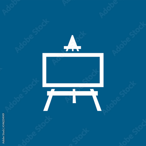 Easel Icon On Blue Background. Blue Flat Style Vector Illustration