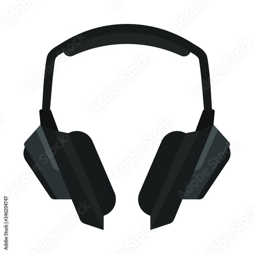 Black Headphones flat vector illustration