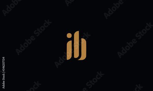 Letter IB with cuts abstract alphabet, font, text, typography, initials design in golden color with black background icon for the logo