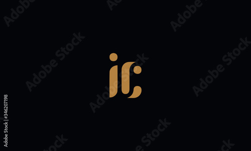 Letter IC with cuts abstract alphabet, font, text, typography, initials design in golden color with black background icon for the logo