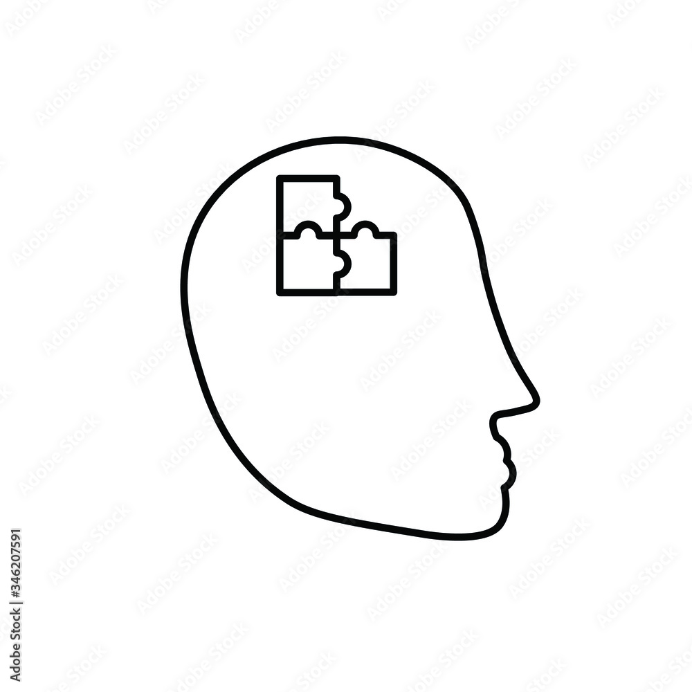 not folded puzzle in the silhouette of a human head. the puzzle instead of the brain in the head is not the whole. black vector graphics not folded puzzle in the silhouette of a human head. the puzzle instead of the brain in the head is not the whole. black vector graphics