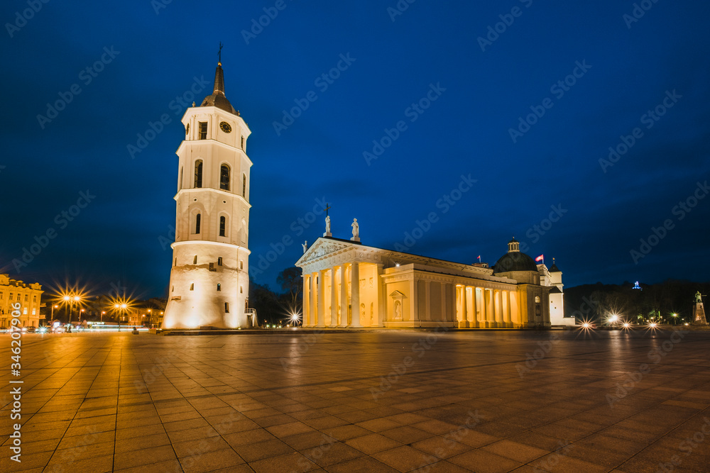  Vilnius Old Town, Lithuania  The Landscape  of Cathedral  Bell Tower at night
