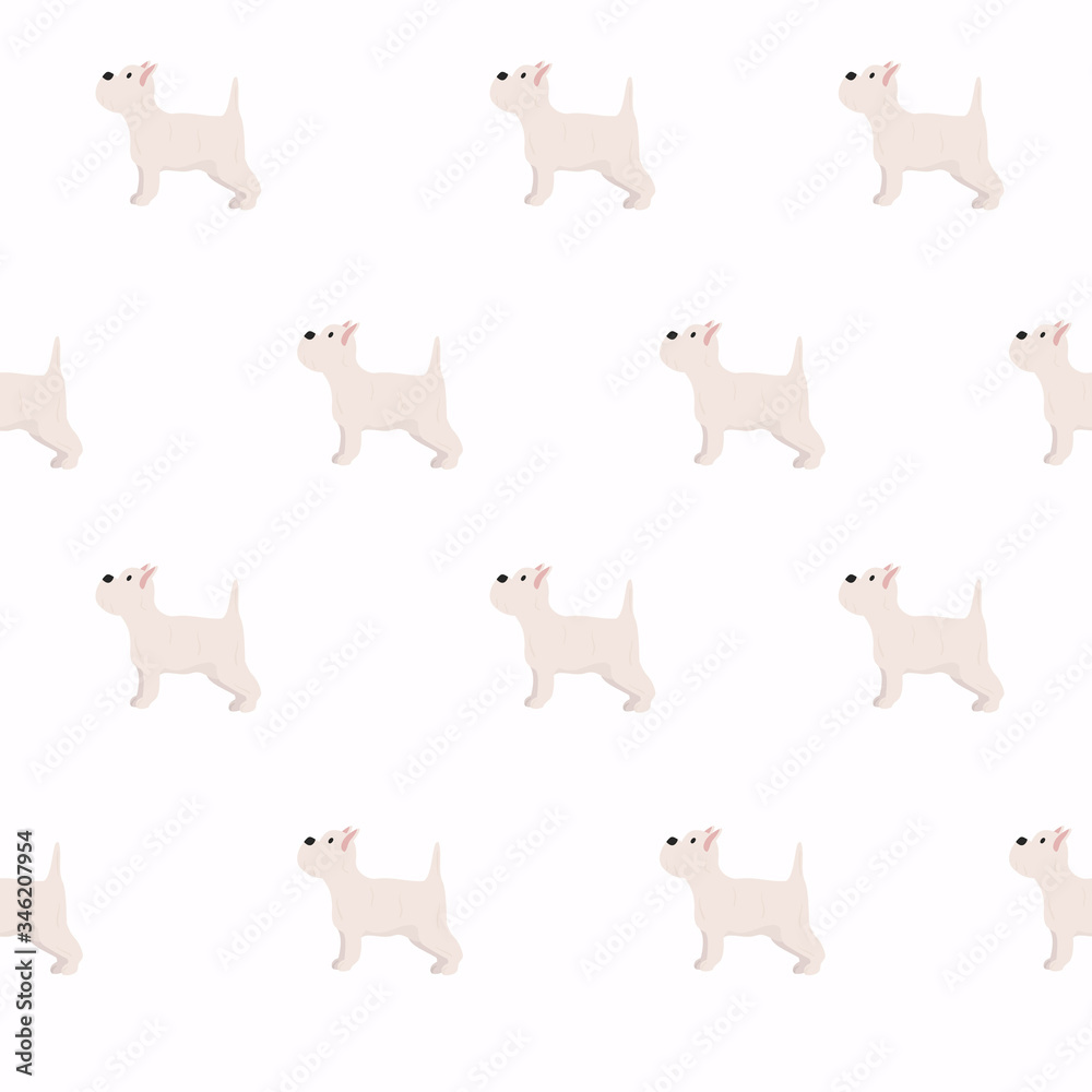 Fototapeta Puppies dog seamless pattern. Vector illustration.