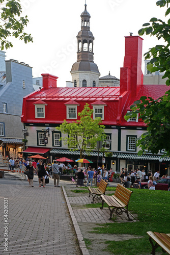 A colorful tourist area greets visitors in downtown Quebec city. photo