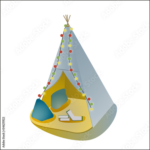 Wigwam wiht illimination and books