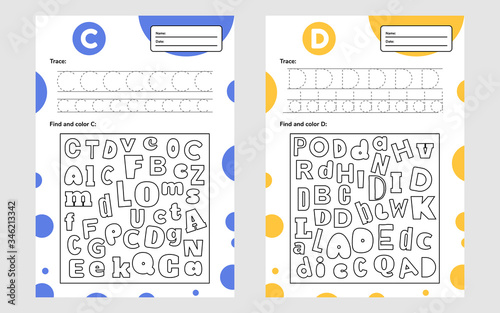 Set race letter worksheet a4 for kids preschool and school age. Game for children. Find and color.