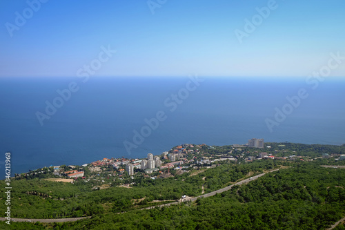 Amazing city view by the sea on a hot summer day