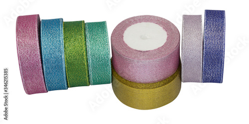 Brocade ribbon roll isolated on white background