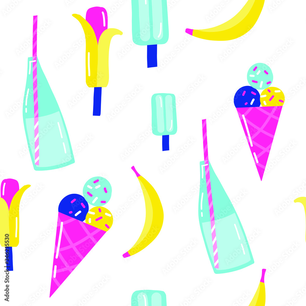 ice cream. sea. beach. swimming season. set . summer. vector illustration. seamless pattern ice cream. sea. beach. swimming season. set . summer. vector illustration. seamless pattern