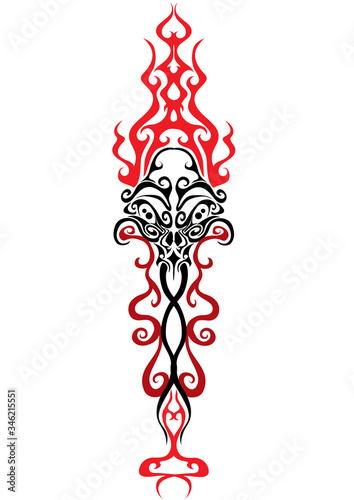Haida style totem pattern created with animal images. Vector illustration fit for tattoo.