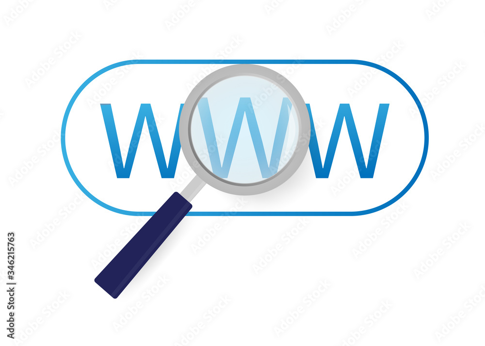 Modern flat icon with loupe web on white background. Icon on white backdrop. Digital vector illustration. Search icon vector. Modern flat icon with loupe web on white background. Icon on white backdrop. Digital vector illustration. Search icon vector.