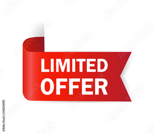 Red limited offer. Special offer badge. Big sale special offer. Red ribbon vector. Vector background. Store label. Vector illustration.