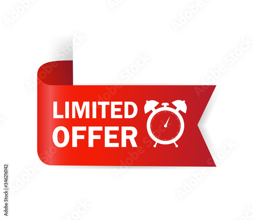 Red limited offer. Special offer badge. Big sale special offer. Red ribbon vector. Vector background. Store label. Vector illustration.