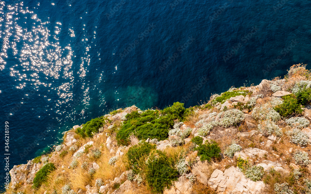 Top view of the cliff above the sea in Croatia