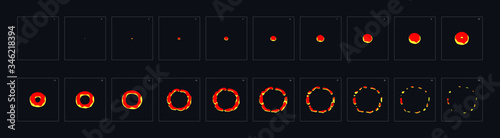 fire animation. fire animation explosion. animation of fire. sprite sheet for game or cartoon or animation. 2d classic animation smoke effect.