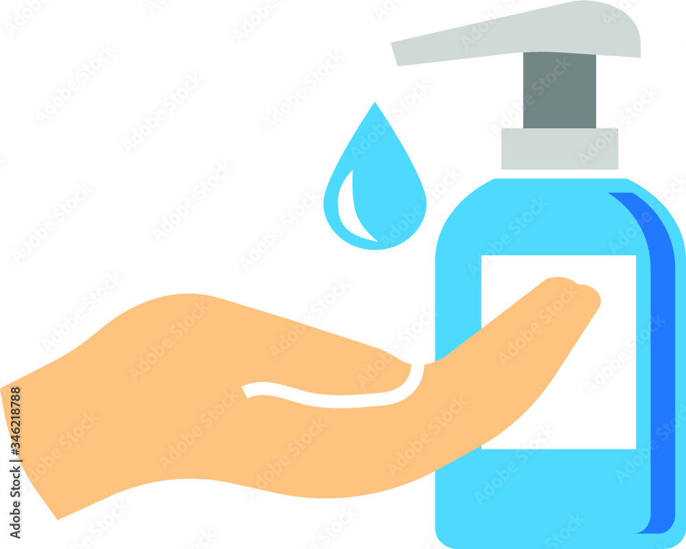 hand with bottle of antiseptic hand with bottle of antiseptic