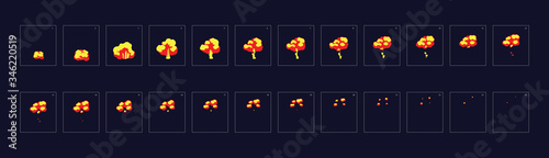 Fire explosion  animation. Animation of fire. Fire Sprite sheet for game or cartoon or animation. 2d classic animation fire effect.