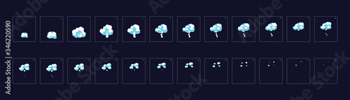 Smoke explosion animation. Animation of  Smoke. Smoke Sprite sheet for game or cartoon or animation. 2d classic animation smoke effect.