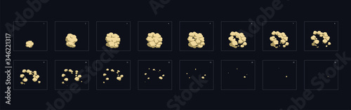 dust explosion effect. dust explosion animation. dust animation sprite sheet for games, cartoon or animation. photo