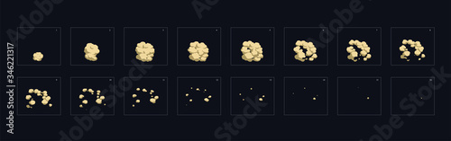 dust explosion effect. dust explosion animation. dust animation sprite sheet for games, cartoon or animation.