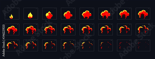 fire explosion effect. Explosion Animation. animation fire effect. Animation Sprite sheet for games, cartoon or animation.