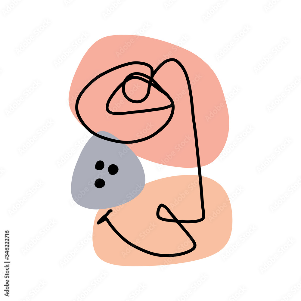 Fototapeta premium Continuous line art abstract woman face.