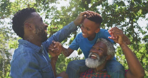 African American man spending time with his father and his son
