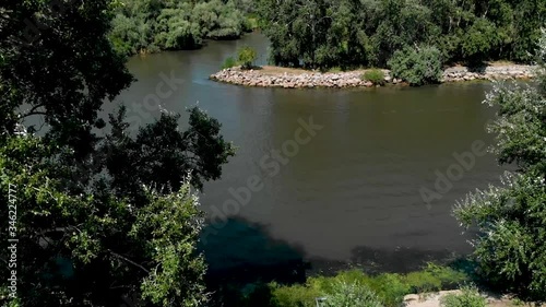 Aerial View of Danube River Mouth Flowing into the Black Sea, Sfantu Gheorghe, Romania. photo