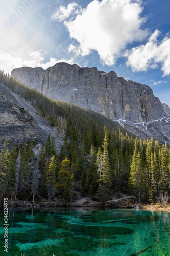 Grassi Lakes, Canmore, Alberta, Canada. Beautiful mountain scenery and landscape view in Canadian Rockies.