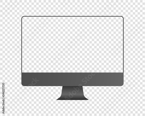 Modern desktop computer mockup. Desktop computer mockup with transparent screen. Mockup isolated on transparent background.