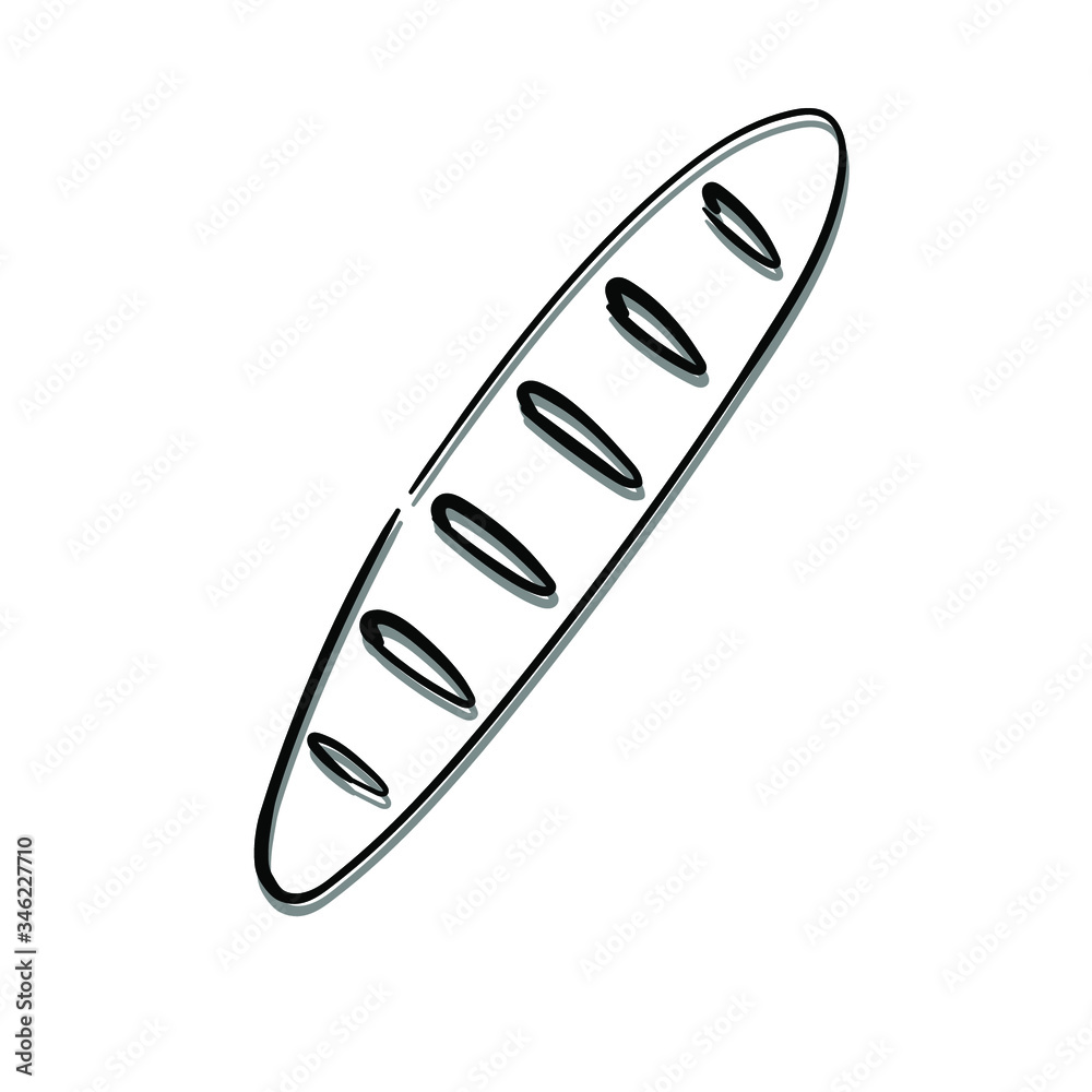 French baguette or loaf drawn by hand on a white background. Bread simple vector sketch icon
French baguette or loaf drawn by hand on a white background. Bread simple vector sketch icon