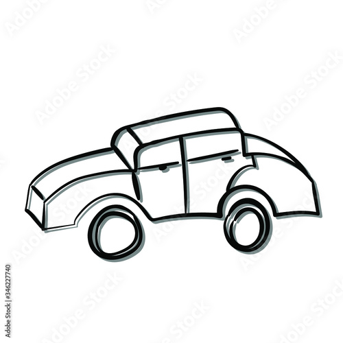 Children drawing car. Hand-drawn auto. Simple vector sketch icon