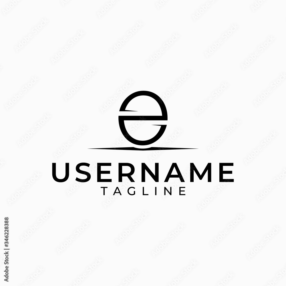 The initials logo e is black. The initials logo e is black.