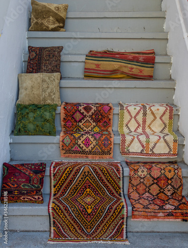 Istanbul, Turkey - famous all around the World for its beautiful bazaars, Istanbul displays dozens of big and small markets. Here in particular a Golden Horn carpet market 