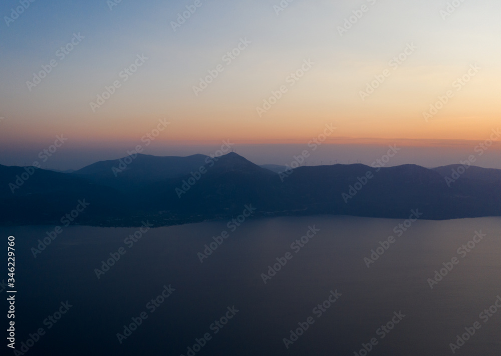 Fototapeta premium Aerial view of Methana peninsula islands, Greece