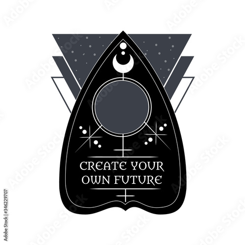 Bohemian hand drawn ouija. Magic, Esoteric Philosophies, tattoo art. Isolated vector illustration.