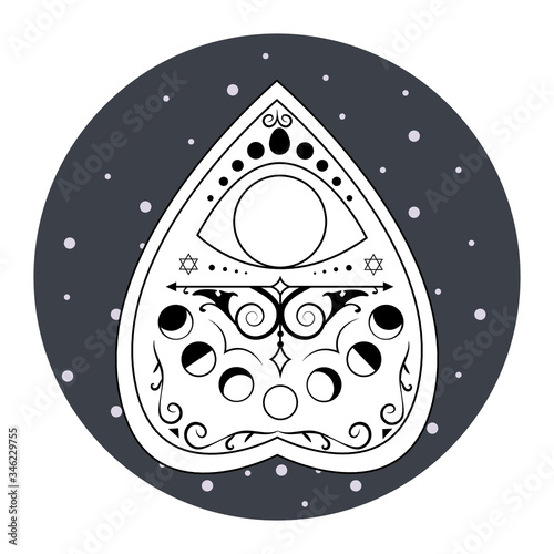 Bohemian drawn ouija that consists of picture Eye of Providence. Magic, Esoteric Philosophies, occult art. Isolated vector illustration.