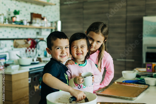 Little Kids Baking Chocolate Chip Cookies