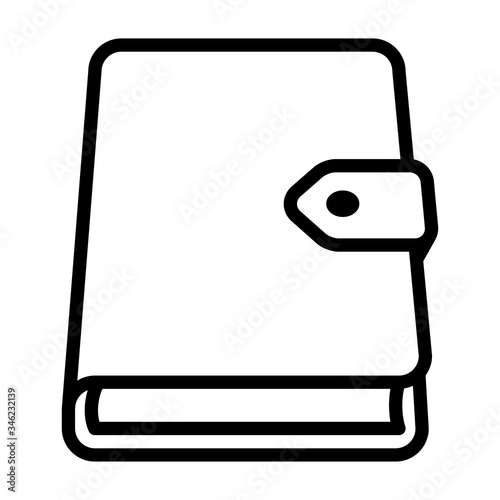 Journal or daily dairy with clasp line art vector icon for apps and websites