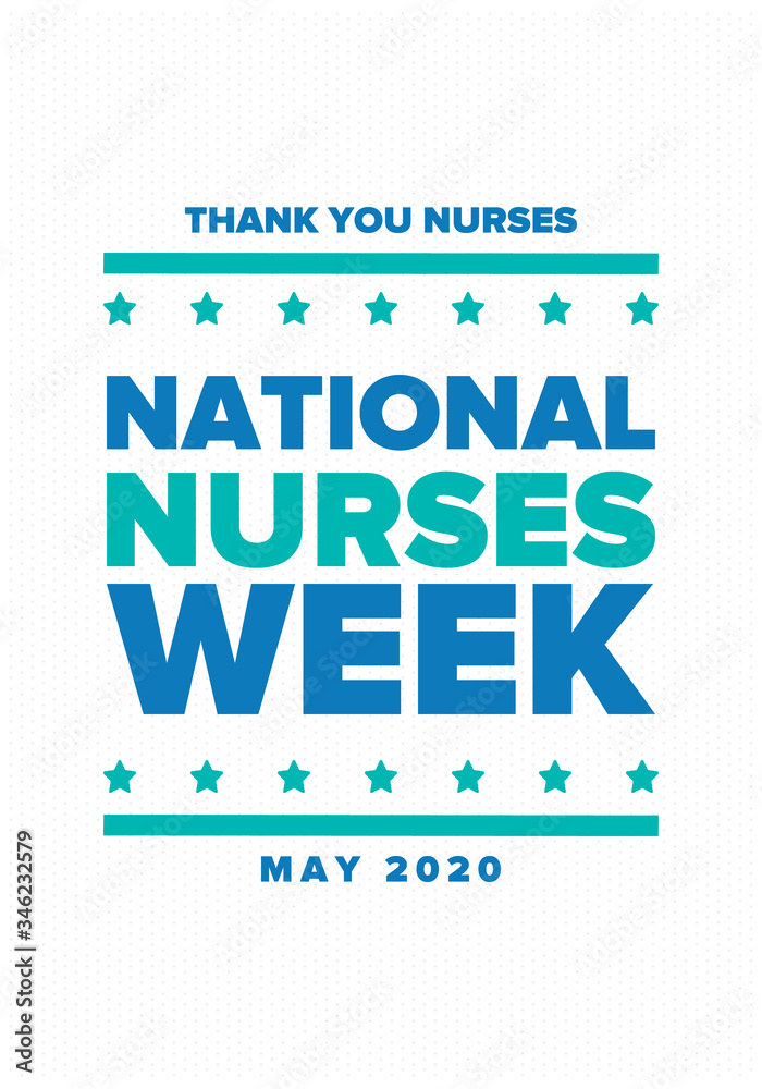Fototapeta premium National Nurses Week. Thank you nurses. Medical and health care concept. Fighters against viruses and diseases. In honour of the doctors. Celebrated annual in United States. Vector illustration poster