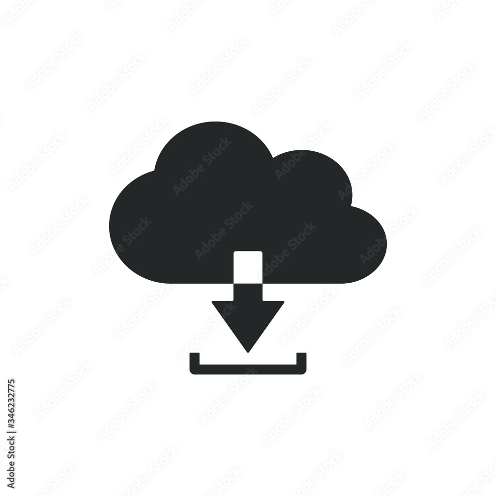 single icon of a cloud with download button isolated on white background single icon of a cloud with download button isolated on white background