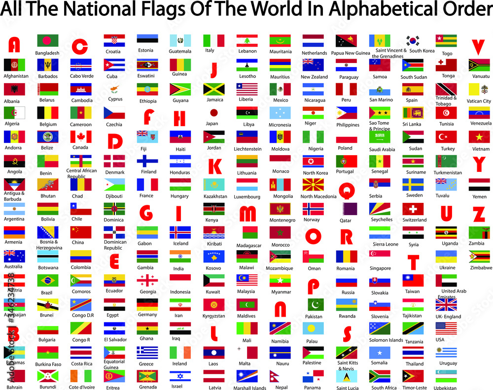 world flags in alphabetical order Stock Vector Adobe Stock
