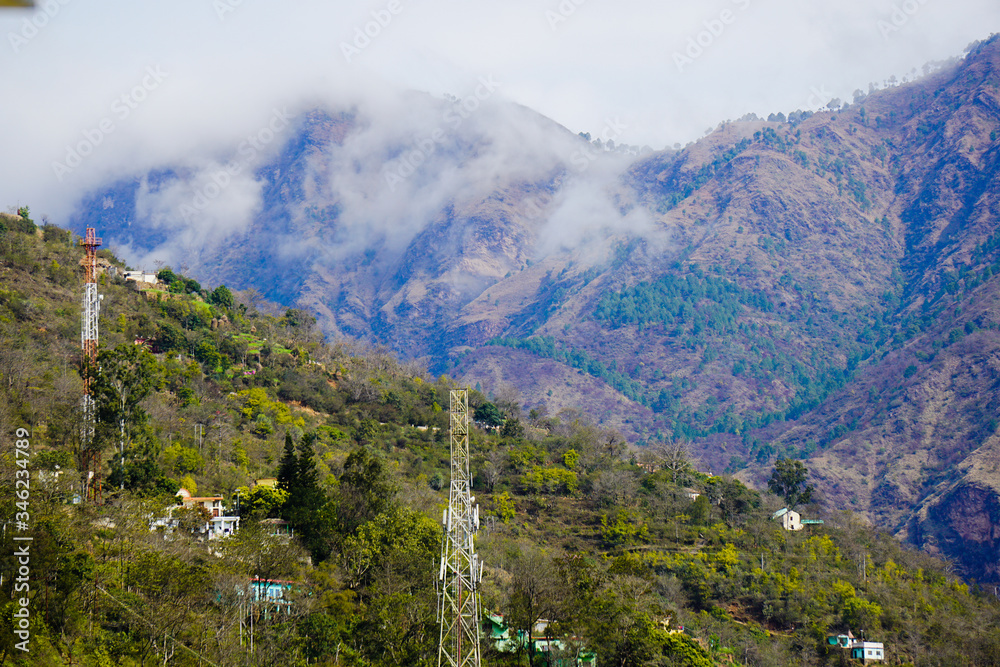 Naklejka premium India - Uttrakhand - Rishikesh - 11 march 2020, high mountains