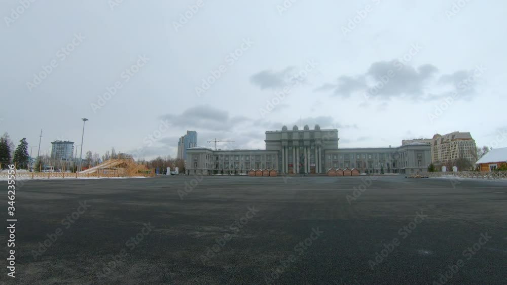 Panning Shot of Kuybyshev Square and Samara Academic Opera and Ballet Theater Panning Shot of Kuybyshev Square and Samara Academic Opera and Ballet Theater