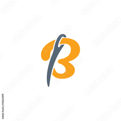 Letter B and needle, vector logo design.