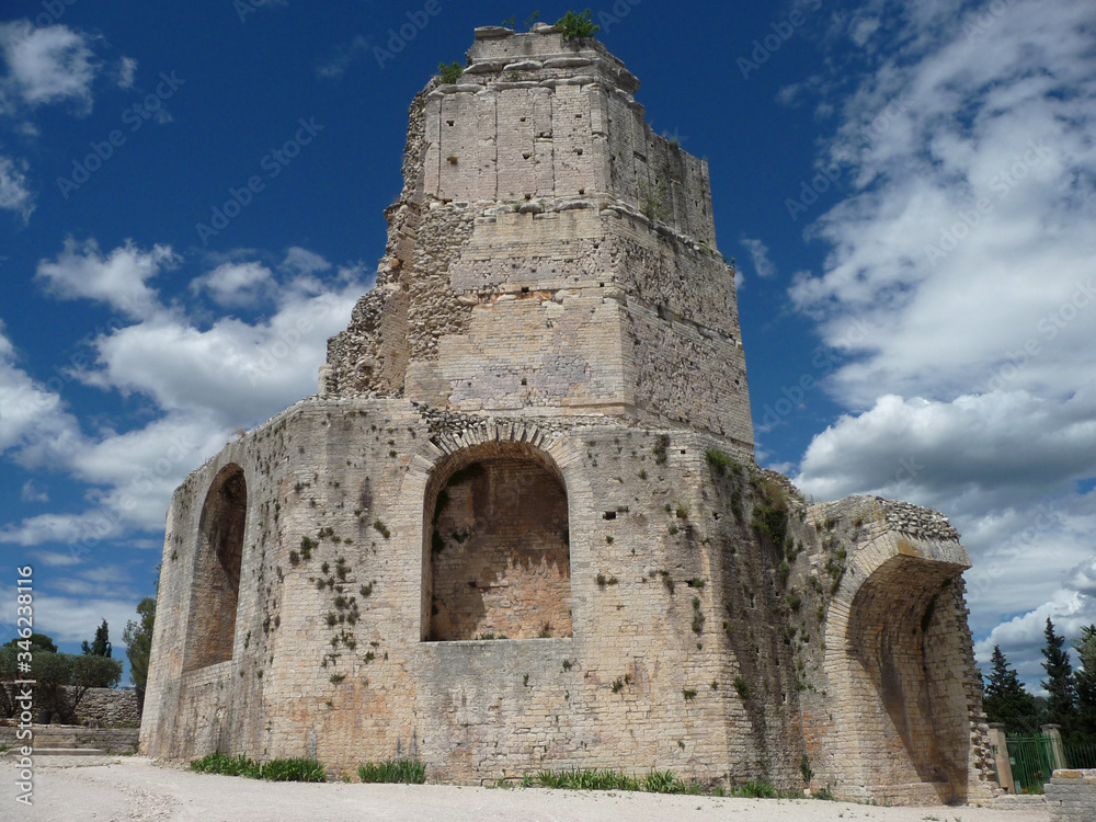 Roman Magne Tower in the historic city of Nimes. France.