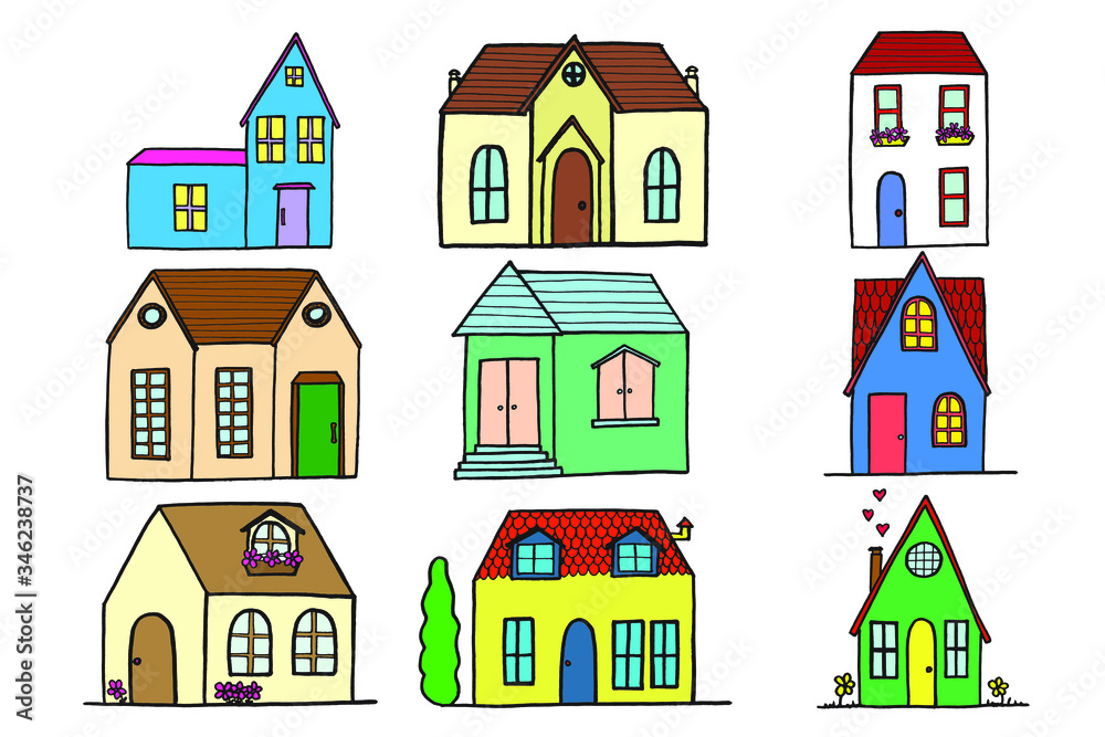 A set of Illustrated houses