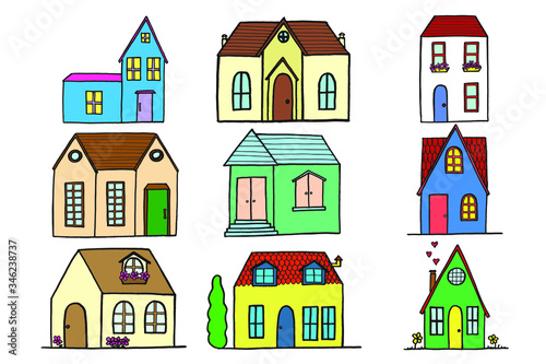 A set of Illustrated houses